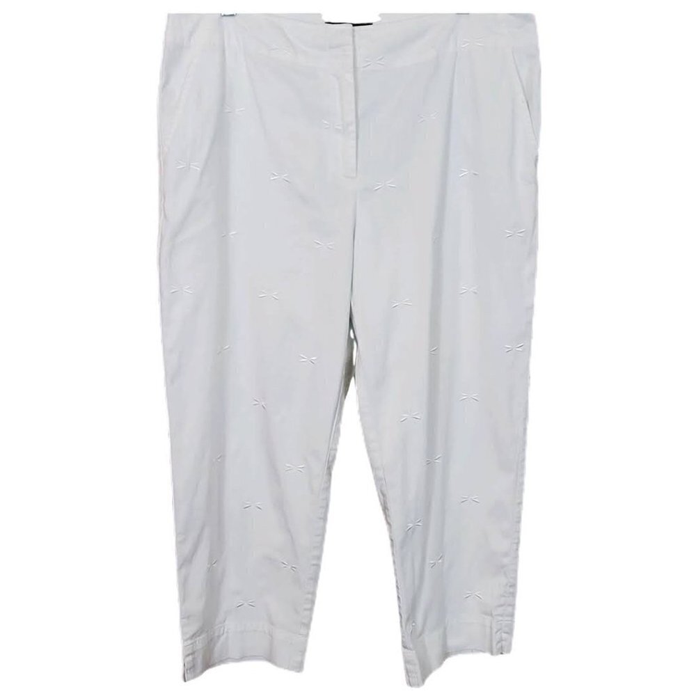 💥276 Talbots High Waist Stretch Cropped Dragonfly White Capri Pants